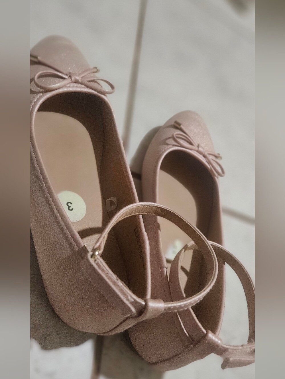 Women's Pink Ballet Flats with Ankle Strap